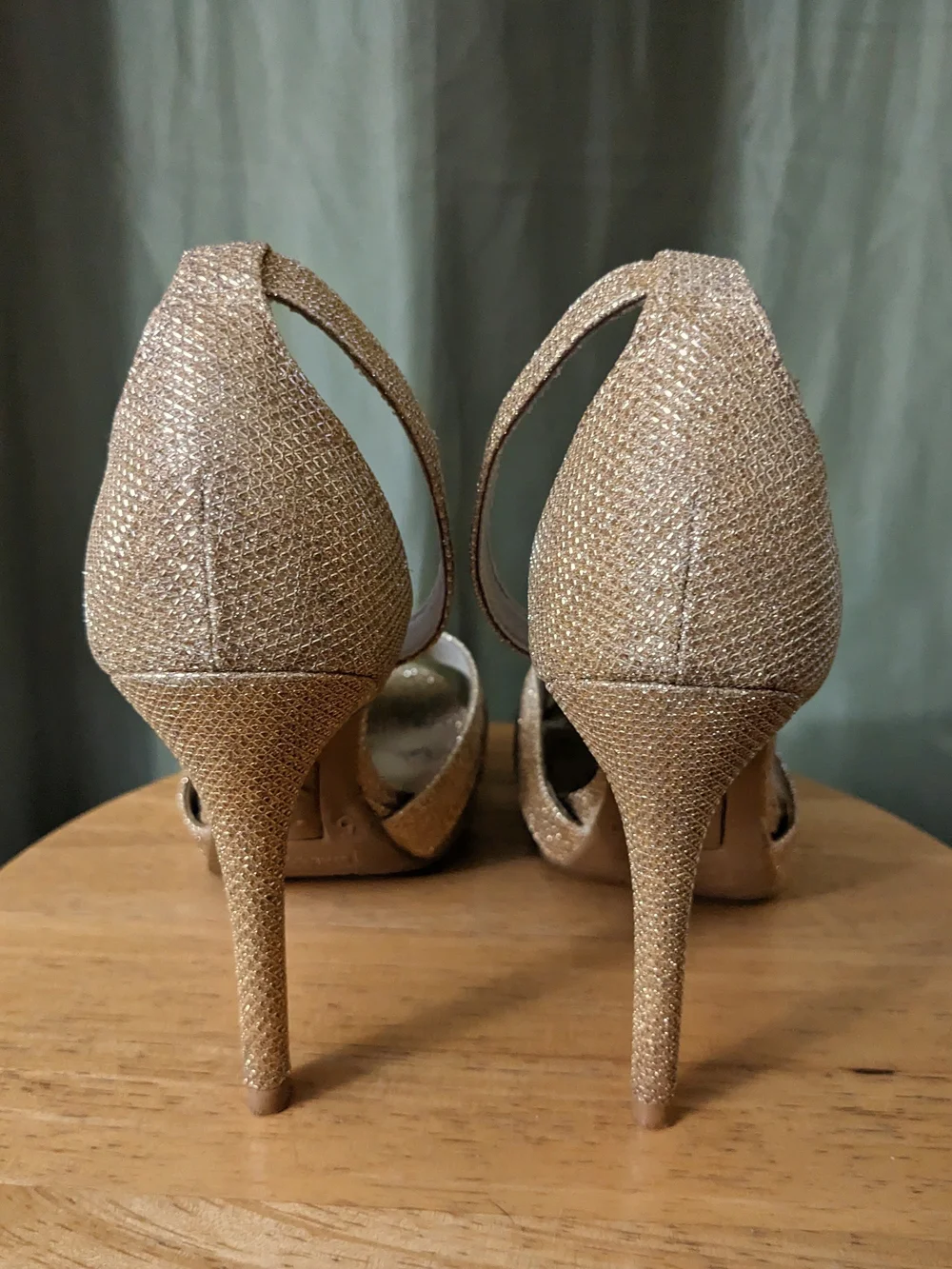 Champagne Sparkle Heels with Matching Clutch Bag